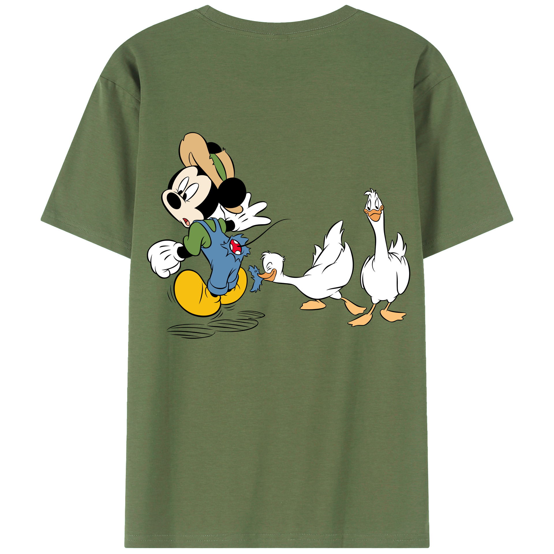 ミッキーマウス Mickey Mouse 綿100％ メンズ半袖Tシャツ（バックプリント） 通気性